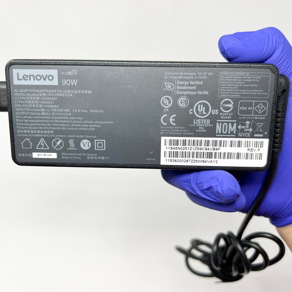 Genuine Lenovo 90W AC Adapter Charger ADLX90NCC2A 20V 4.5A 45N0483 Slim Tip